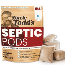 Uncle Todd's Septic Pods - Septic Tank Treatment - 6 Count Six Months Supply - One Flush per Month - Free SMS & Email Reminders - Planet-Friendly and Powerful Solution for Septic Systems