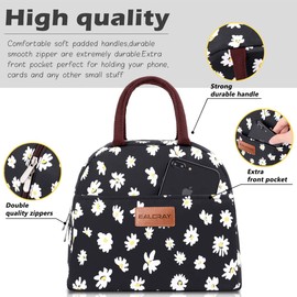 BALORAY Lunch Bag for Women Men Insulated Lunch Box for Adult Reusable Lunch Tote Bag for Work, Picnic or Travel (Daisy)