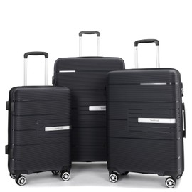 Tripcomp Luggage 3 Piece Sets Suitcase Set with Double Spinner Wheels, Lightweight Carry On Hardside Travel Luggage with TSA Lock, (20/24/28) (Black)