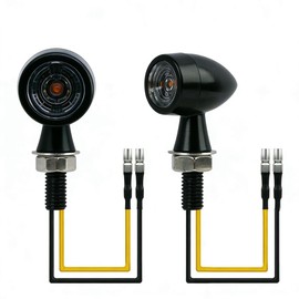 WaxYxaW Universal 12V Mini Motorcycle LED Indicator Set - 2 Pieces High Performance Indicators in Retro Design, Robust and Weatherproof for Optimal Visibility and Easy Installation