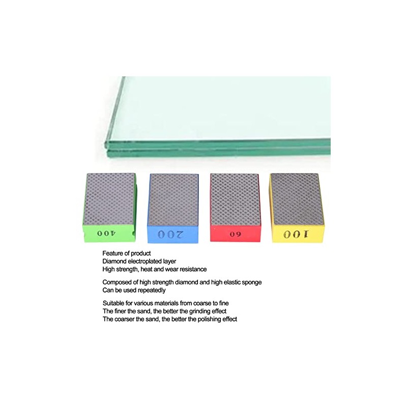 Diamond Hand Sanding Pad, 4Pcs Diamond Hand Polishing Pads Sanding
