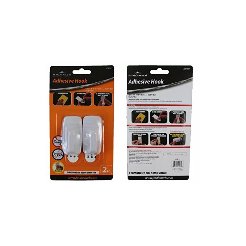 Kingman Adhesive White Plastic Hooks Bathroom Kitchen Closet