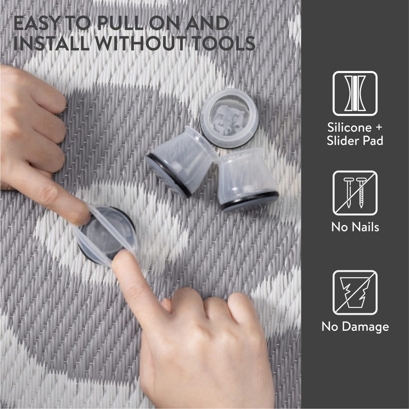 Aneaseit Chair Leg Sliders for Carpet - 8 pcs Clear