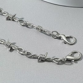 Gothic Punk Barbed Wire Thorns Chunky Brambles Couple Friendship Hip Hop Rock Cool Adjustable Bracelet men and women jewelry （Silver）