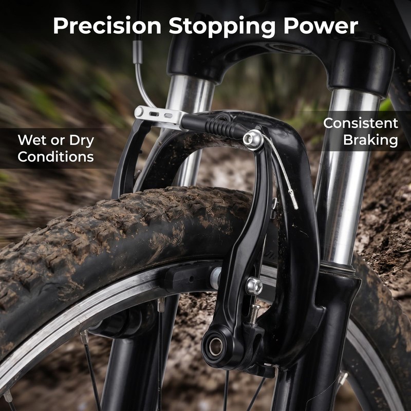 AXGSRV Complete Bike Brake Set Includes Callipers Levers Cables Black,