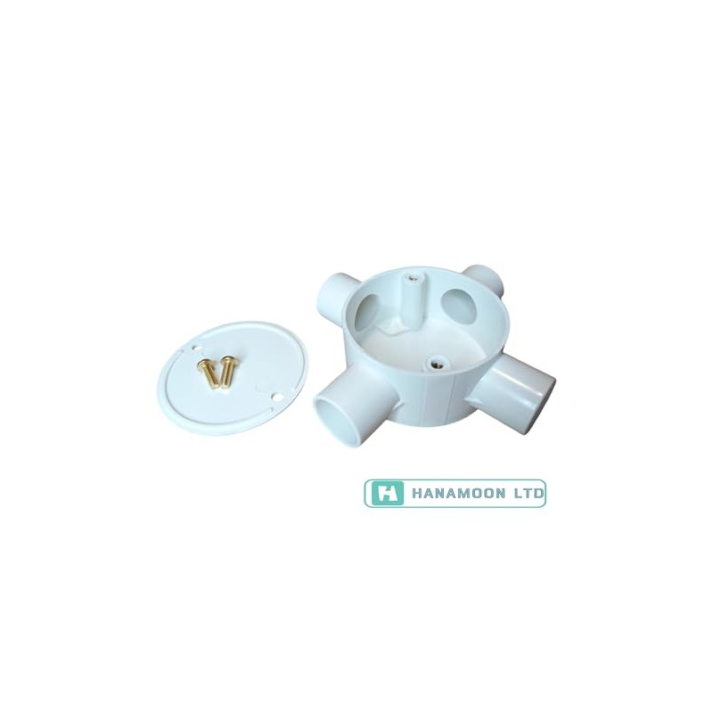 White 20mm PVC Conduit Box 4 Way Terminal Box with
