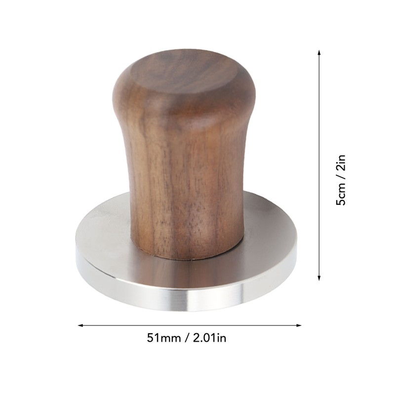 Wood Handle Coffee Tamper Stainless Steel Press Detachable Flat Base
