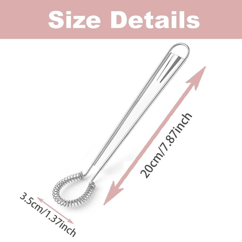 2 Pieces Hand Held Stainless Steel Whisk, Mini Small Spiral
