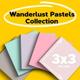 Post-It, 3M, Notas Adhesivas Super Sticky, 100% recicladas, colección Pasión por Viajar, Colores varios, 76mm x 76mm, 5 blocks con 70 hojas cada block