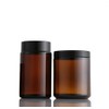 2 Pcs 8oz Amber Glass Jars Refillable Cosmetic Containers with