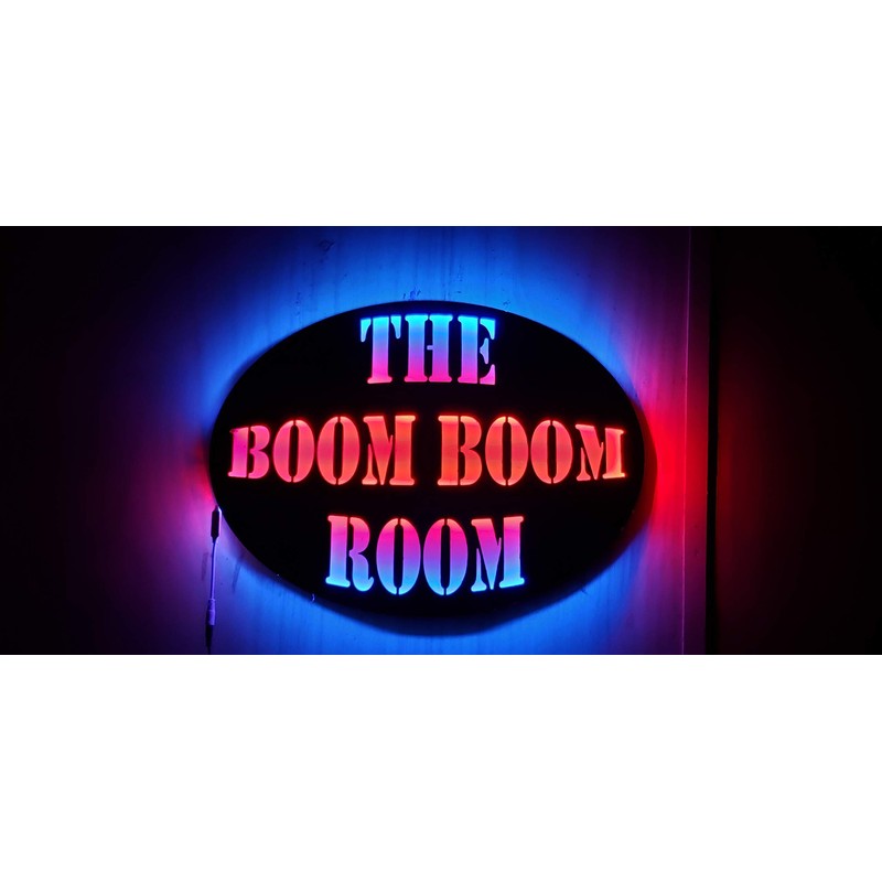 The Boom Boom Room- Wood Led Man cave sign, Handmade