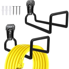 Dorblely 2pcs Garden Hose Holder Wall Mount - Metal Garden Hose Reel Sturdy Water Hose Holders for Outside Yard, Heavy Duty Hose Hanger for Water Hose Storage (2pcs Black)