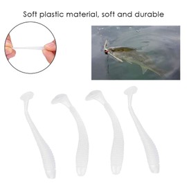 Soft Fishing Lures,Fishing Soft Lures, Soft Plastic Worm Lures White,50pcs Soft Fishing Lures Baits Set, 5cm Plastic Fishing Bait T Tail Grub Worm Baits Fish Tackle Accessory 9 Colors (Pearl White)