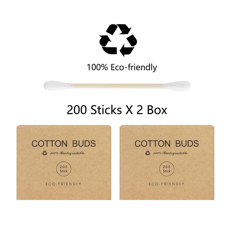 600 Bamboo Cotton Buds Biodegradable Ear Buds Cotton For Cleaning