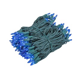 Novelty Lights 140 Light Chasing Patio Party Christmas Mini Light Set, Blue, Green Wire, 46.5' Long