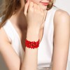 Ever Faith Women's Stretch Bracelet Red Marquise Crystal Art Deco