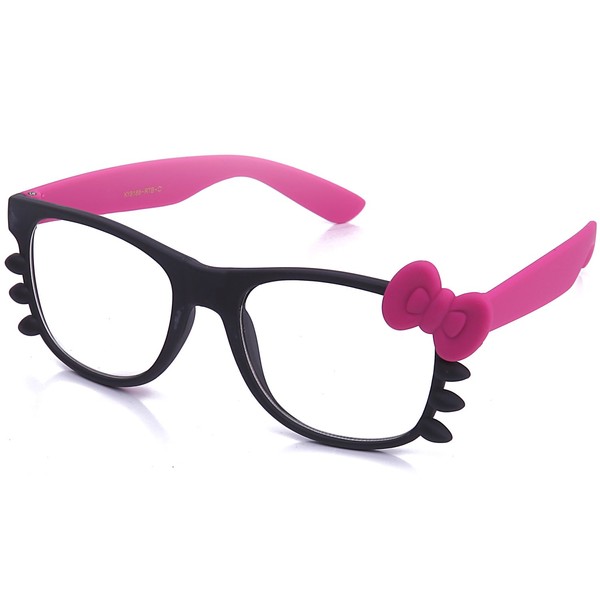 Women's Kitty Glasses Frame with Bow and Whiskers Cat Bow