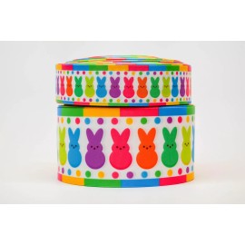 1.5" Wide Easter Rainbow Peeps Printed Grosgrain Cheer Bow Ribbon
