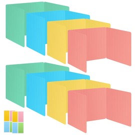 8 Pack Desk Privacy Panel Desk Divider - Pastel Color Testing Dividers for Classroom Supplies- Easy Clean Privacy Shields for Student Testing Desk dividers- Includes Extra Labels