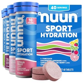 Tabletas de Electrolitos Deportivos Nuun para Hidratación Proactiva, Sabores Variados, 4 Paquetes (40 Porciones)