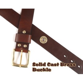 Shotgun Shell Concho Mens Belt Full Grain Cowhide Leather Western Belt for Jean (38 Inch)
