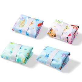 Frienda Bolsa impermeable de 4 piezas, reutilizable, lavable, bolsa para pañales húmedos sellados con asa para viajes, playa, trajes de baño húmedos, pañales, ropa de gimnasio sucio y artículos de cambiador, 12 x 14 pulgadas (animal)