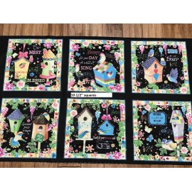 Quilting Treasures Beautiful Birdhouse Picture patches cotton Fabric  Panel by  Quilting Treasures