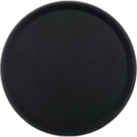 Carlisle FoodService Products 1100GL004 GripLite Rubber Lined Non-Slip Round Serving Tray, 11" Diameter, Black (Pack of 12)