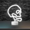 Xtreme Skull Neon Sign, White LED Skull Tabletop Sign with