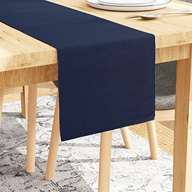 Encasa Table Runner for 4 seater Dining | Solid Navy Blue | Fine Ribbed Cotton | Size 32x150 cm | Over 20 Modern Colors & Woven Designs, Machine Washable