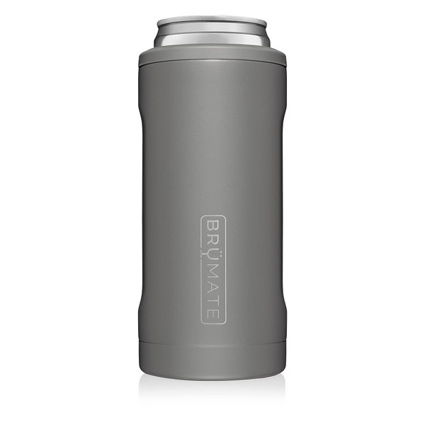 BrüMate Hopsulator Slim Double-walled Stainless Steel Insulated Can Cooler for 12 Oz Slim Cans (Matte Gray)