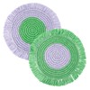 2 x Handmade Lilac and Green Pastel Raffia Placemats Colourful
