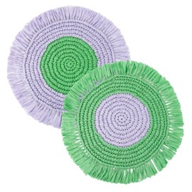 2 x Handmade Lilac and Green Pastel Raffia Placemats Colourful Table Decorations for Her, Easter Summer Dining -Designed in the UK by Talking Tables Size 30cm