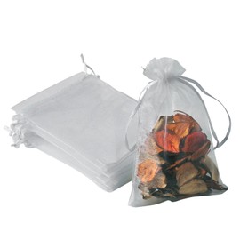 YHJZ 100PCS Organza Bags, 4x6 inches (10x15cm) Small Mesh Bags drawstring, Jewelry Gift Bags, Packaging Bags for Party, Festival, Bathroom Soaps, Makeup Organza Favor Bags (Silver)