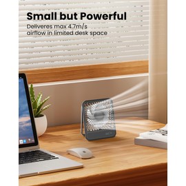 Koonie Desk Fan, Ultra Quiet 2.5-11h Battery Operated Small USB Fan with Strong Wind, 180° Tilt Folding and 3 Speeds Adjustable, Battery Powered Mini Personal Fan for Office Bedroom Desktop