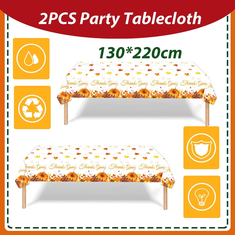 2Pack Thanksgiving Day Table Cloth Party Disposable for Thanksgiving Tablecloths
