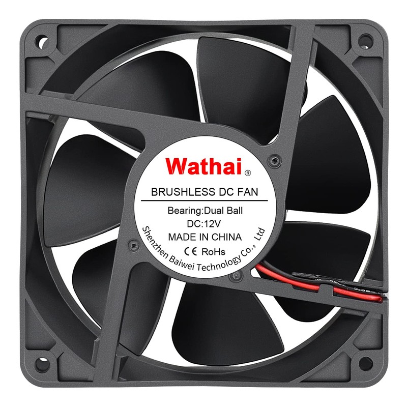 Wathai 120mm x120 x 38mm 12V 2Pin Dual Ball 12cm