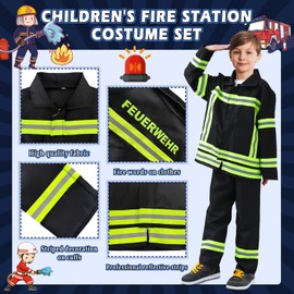 BNLIK Fireman Costume for Children Boys: Uniform Fire Brigade Cosplay Role Play Carnival Fire Costume (M - 120)