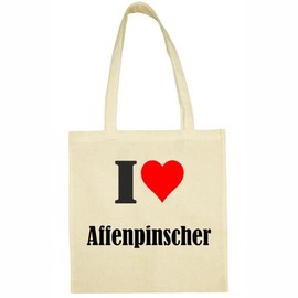 I Love Monkey Doberman Dog Shopping Bag School Bags Gym Bag 38 x 42 cm in Pink White Beige Red Blue Green Grey Yellow, beige