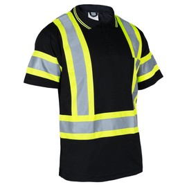 JORESTECH Polo Shirt with Reflective Tape and High Vis Contrasting Strips Class 1 Type O Black