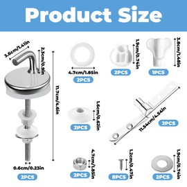 Set of 2 Stainless Steel Toilet Seat Attachment with Hinges, Toilet Seat Fixing, Replacement Parts for Toilet Seat Screws
