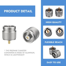2 Pcs Propane to Butane Adapter Brass & Aluminum Alloy Camping Stove Adapter LPG Canister Converter 1 LB Propane Tanks Input EN417 Lindal Valve Stove Gas Converter for Backpacking Hiking (Silver)