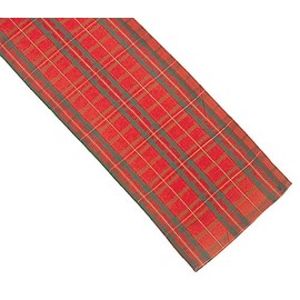 Tartan Check Woven Table Runner Red & Green Check Gold Weave Tableware Linen (13" x 90")