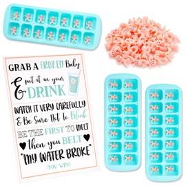 Juvale Baby Shower Games Kit - My Water Broke Challenge - 60 Tiny White Plastic Babies - 3 Ice Cube Trays & Instruction Sign - Frozen Drink Ice Cube Activity & Prizes for Boy & Girl Parties