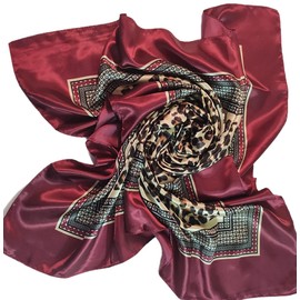 FAIRYGATE Animal Print Scarf Silky Square Leopard Scarves for Women Neck Satin Silk Head Bandanas for Ladies Hair Accessories 75013