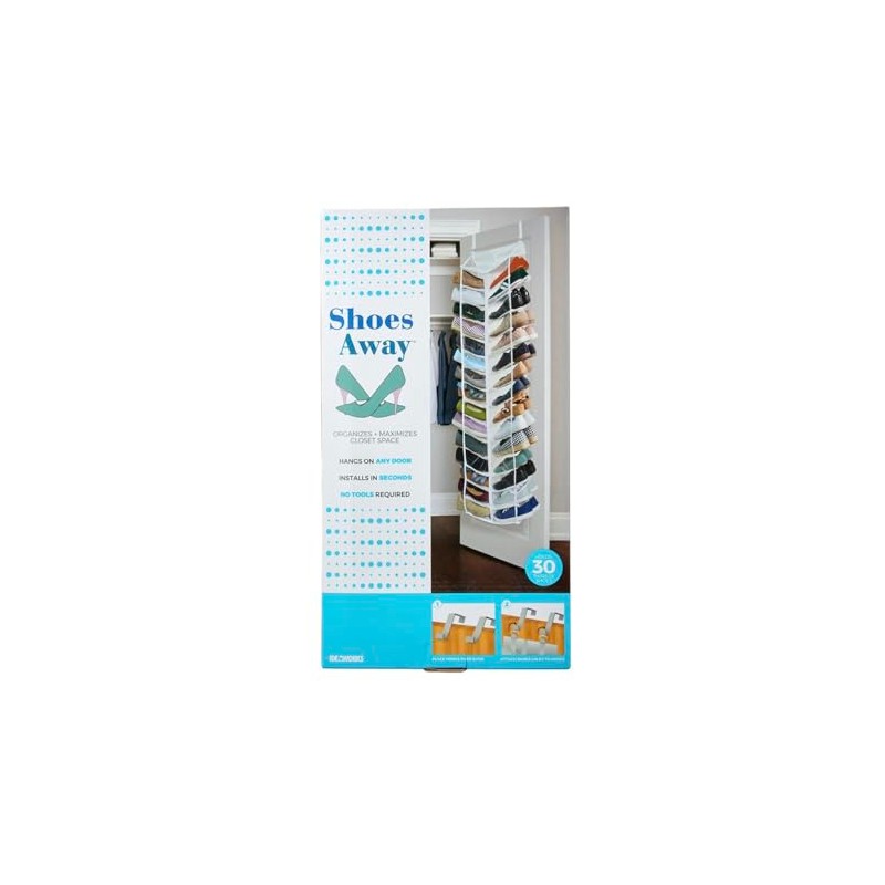 Ideaworks 82-3054TV Away Hanging Shoe Organizer, White, One Size Fits