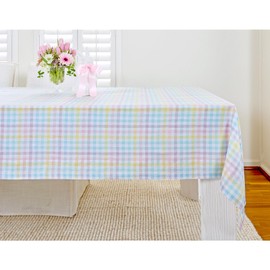 Solino Home Mantel de Lino a Cuadros 60 x 90 Pulgadas - 100% Lino Puro Pastel Guingán Mantel de Mesa para mesas rectangulares - Gingham Check Hecho a Mano y Lavable a máquina -