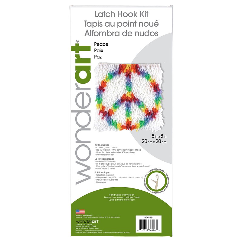 Wonderart Peace Latch Hook Kit, 8" X 8"