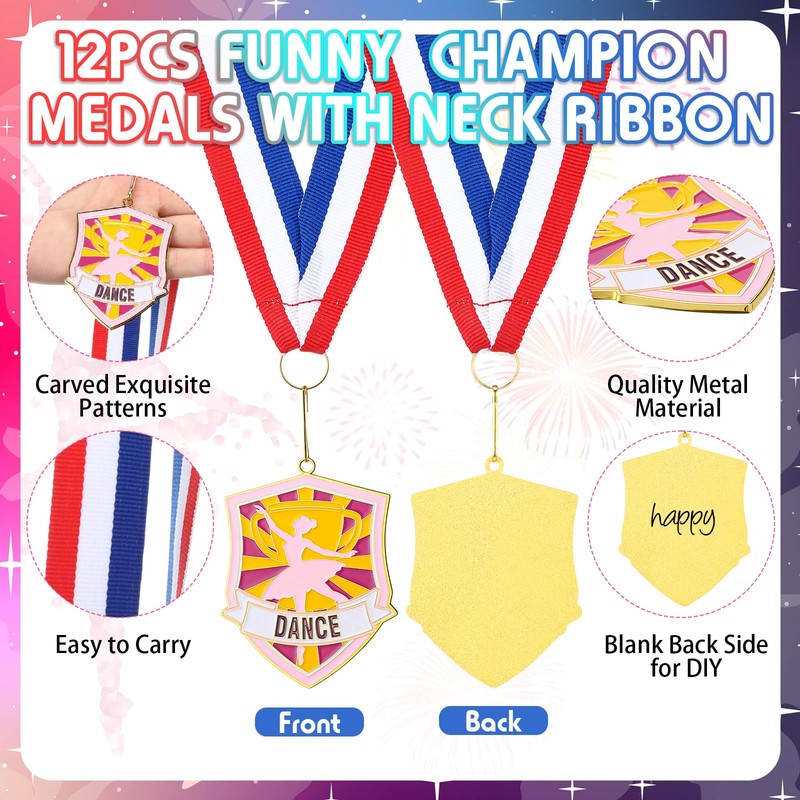 Loetere 12 Pcs Award Medals with Neck Ribbons 2.4 Inch