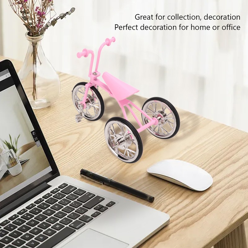 Pink Look Toy Tricycle Model Simulated Design Tricycle Ornament Wear